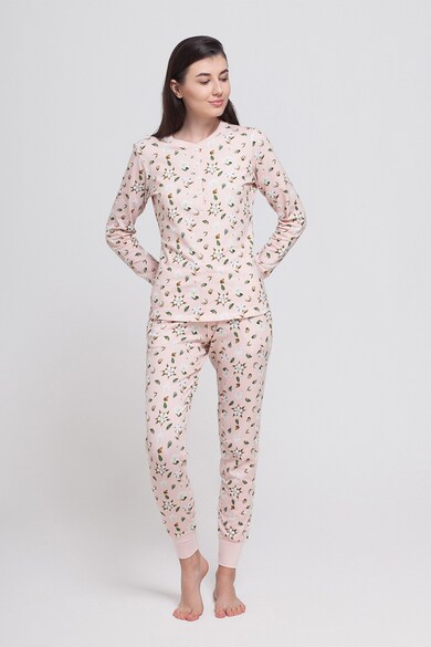 Sofiaman Pijama din amestec de bumbac organic cu model floral Femei