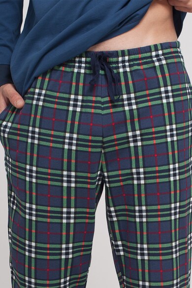 Sofiaman Pijama de bumbac cu pantaloni cu model tartan Barbati