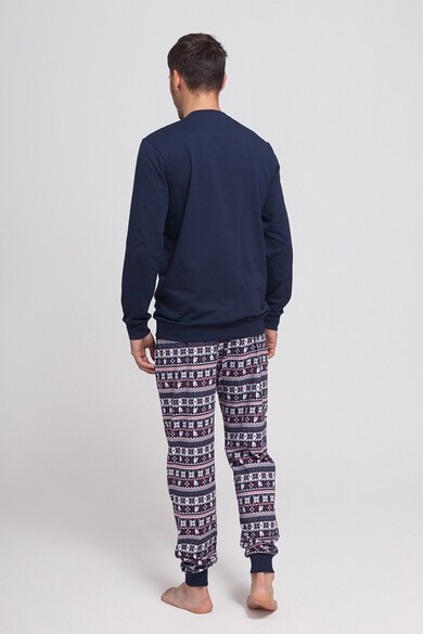 Sofiaman Pijama de bumbac cu pantaloni cu model nordic Barbati