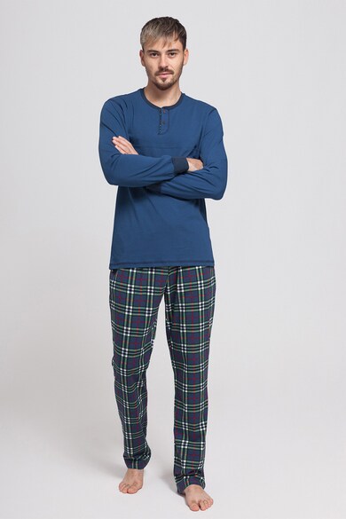 Sofiaman Pijama de bumbac cu pantaloni cu model tartan Barbati