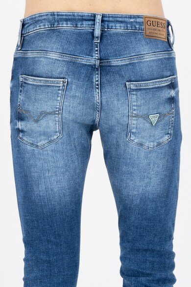 GUESS JEANS Blugi slim fit cu aspect decolorat si patat Chris Barbati