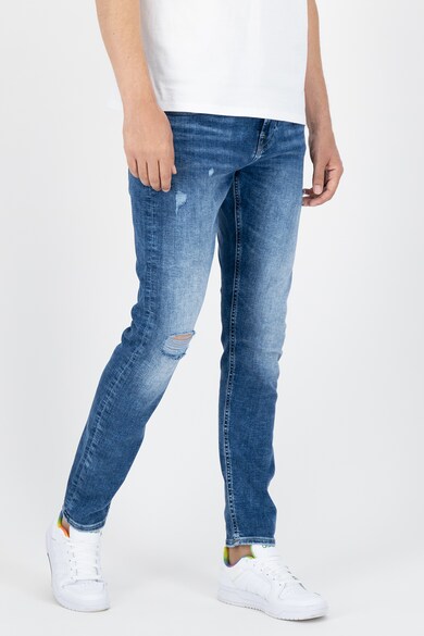 GUESS JEANS Blugi slim fit cu aspect decolorat si patat Chris Barbati