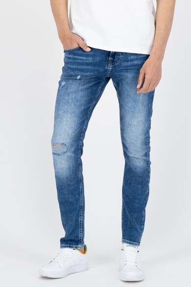 GUESS JEANS Blugi slim fit cu aspect decolorat si patat Chris Barbati