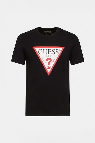 GUESS JEANS Tricou slim fit cu decolteu la baza gatului si imprimeu logo triunghiular Barbati