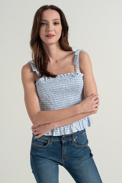 GUESS JEANS Top cu insertie elastica si model gingham Femei