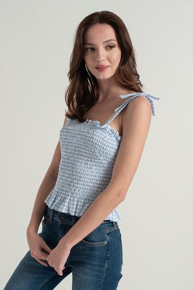 GUESS JEANS Top cu insertie elastica si model gingham Femei