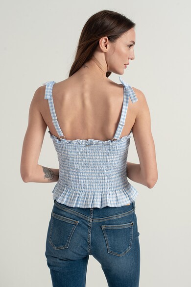 GUESS JEANS Top cu insertie elastica si model gingham Femei