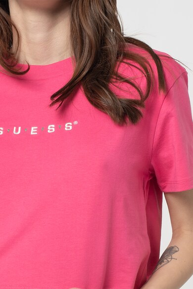 GUESS JEANS Tricou crop cu logo brodat Femei