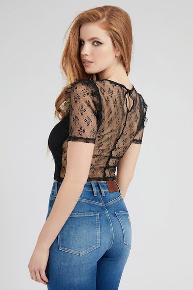 GUESS JEANS Bluza de dantela cu volane Femei