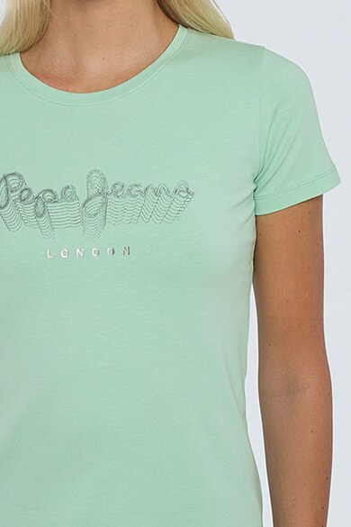 Pepe Jeans London Tricou cu imprimeu logo metalizat Anna Femei