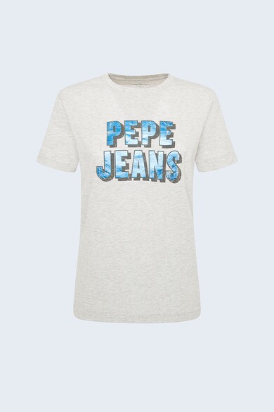 Pepe Jeans London Tricou cu decolteu la baza gatului si logo Femei