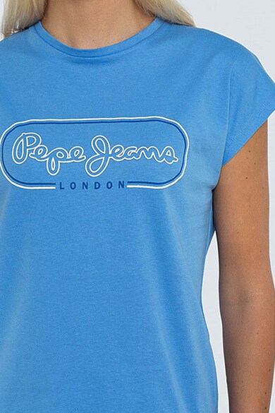 Pepe Jeans London Tricou cu decolteu la baza gatului si logo Femei