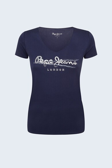 Pepe Jeans London Tricou cu decolteu en-coeur si logo Femei
