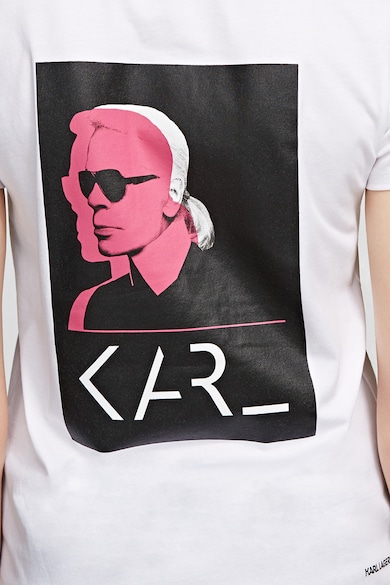 Karl Lagerfeld Tricou cu buzunar pe piept si imprimeu pe spate Femei