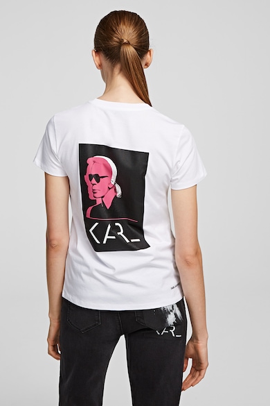 Karl Lagerfeld Tricou cu buzunar pe piept si imprimeu pe spate Femei