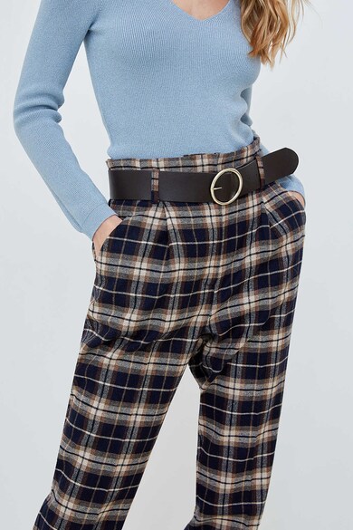 Motivi Pants, Pantaloni din amestec de lana cu model in carouri Femei