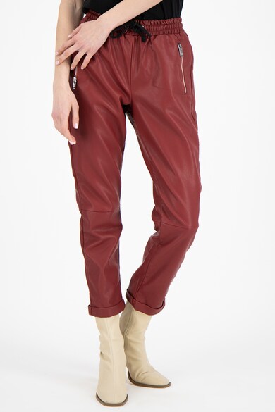 Silvian Heach Collection Pantaloni conici din piele ecologica cu snur de ajustare in talie Femei