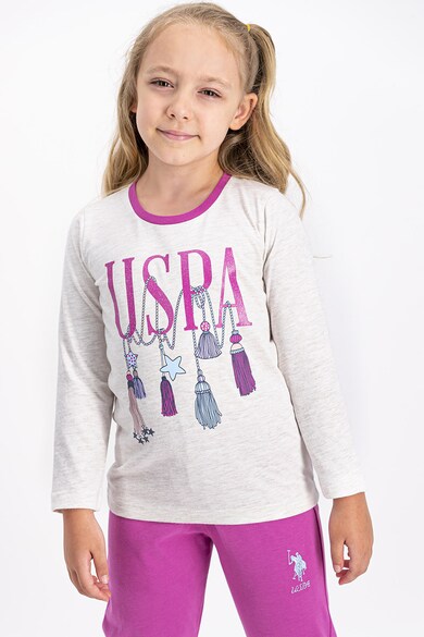 U.S. Polo Assn. Pijama cu imprimeu logo si grafic Fete