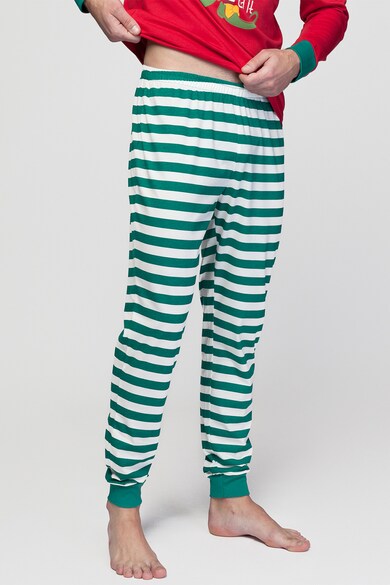 Sofiaman Pijama cu pantaloni lungi si imprimeu cu tematica de Craciun Barbati