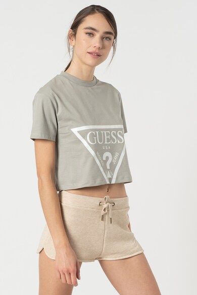 GUESS Tricou crop cu logo triunghiular pentru fitness Femei