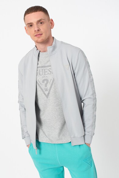 GUESS Bluza sport cu fermoar si benzi logo laterale, pentru fitness Barbati