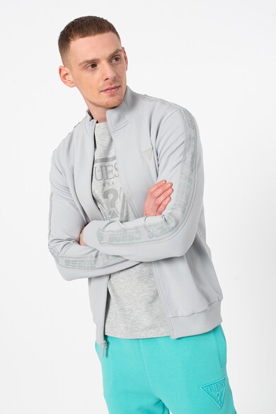 GUESS Bluza sport cu fermoar si benzi logo laterale, pentru fitness Barbati