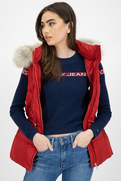 Tommy Hilfiger Vesta cu umplutura de puf, gluga si garnitura de blana sintetica Alana Femei