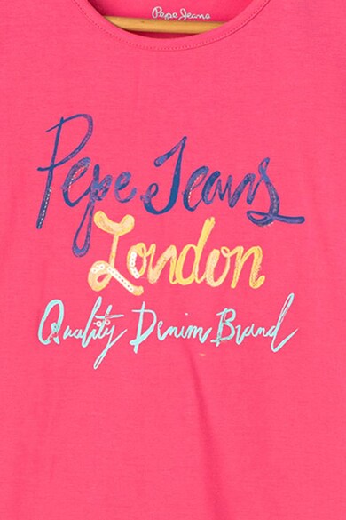 Pepe Jeans London Tricou cu decolteu la baza gatului si imprimeu logo Farrah 21 Fete