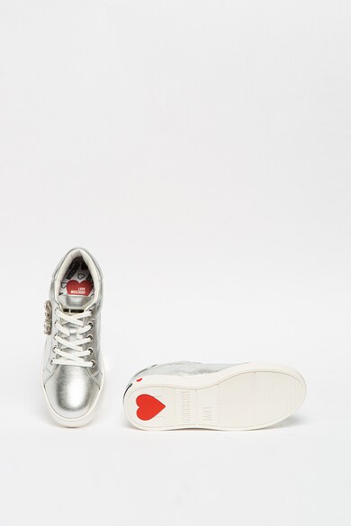 Love Moschino Pantofi sport de piele cu aspect metalizat Femei