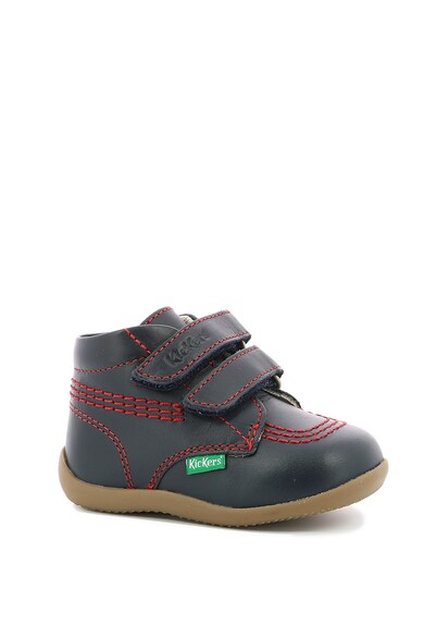 Kickers kids Ghete de piele cu velcro si cusaturi contrastante Fete