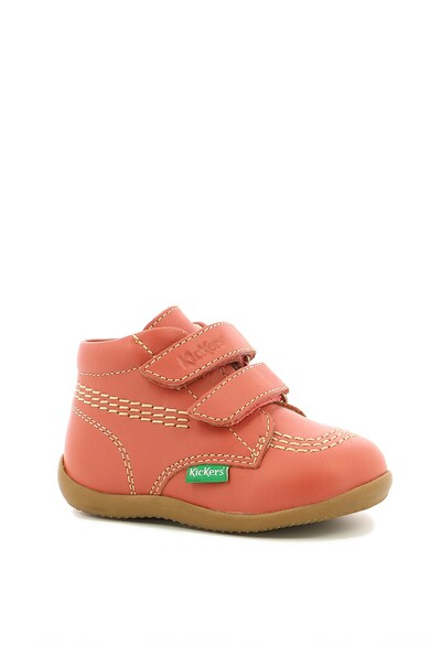 Kickers kids Ghete de piele cu velcro si cusaturi contrastante Fete