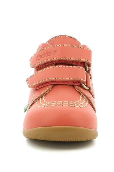 Kickers kids Ghete de piele cu velcro si cusaturi contrastante Fete