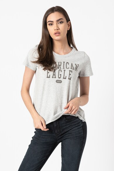 American Eagle Tricou cu decolteu la baza gatului si logo Femei