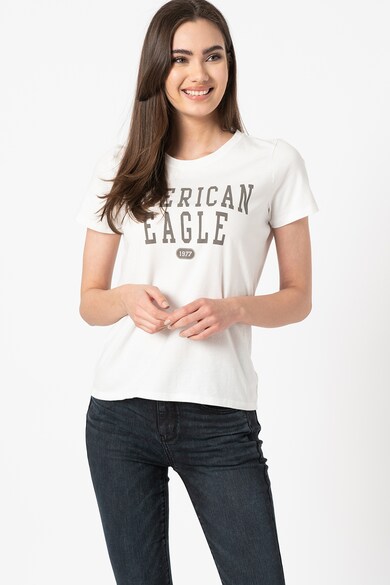 American Eagle Tricou cu decolteu la baza gatului si logo Femei