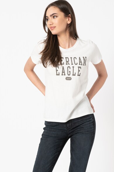 American Eagle Tricou cu decolteu la baza gatului si logo Femei