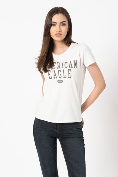 American Eagle Tricou cu decolteu la baza gatului si logo Femei