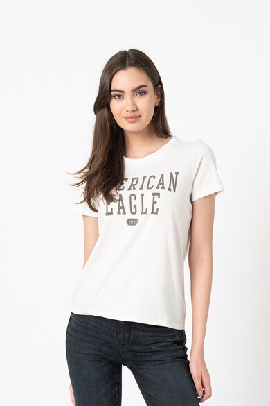 American Eagle Tricou cu decolteu la baza gatului si logo Femei