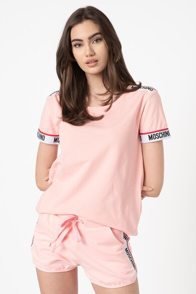 Moschino Tricou de casa cu benzi logo Femei