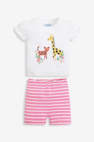 JoJo Maman Bebe Set 2 perechi de pijamale scurte, fete, cu modele variate, Multicolor Fete