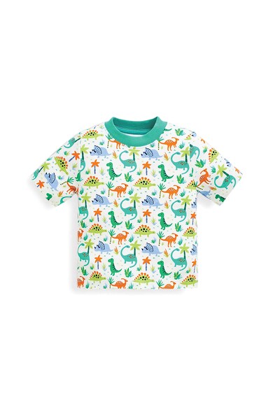 JoJo Maman Bebe Set 2 perechi de pijamale, baieti, cu imprimeu dinozauri, Alb/Verde Baieti