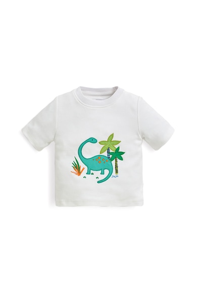 JoJo Maman Bebe Set 2 perechi de pijamale, baieti, cu imprimeu dinozauri, Alb/Verde Baieti