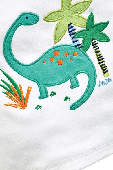JoJo Maman Bebe Set 2 perechi de pijamale, baieti, cu imprimeu dinozauri, Alb/Verde Baieti