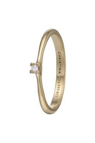 Christina Jewelry&Watches Inel placat cu aur de 18K, decorat cu diamant ecologic Femei