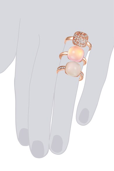 Highstreet Jewels Set de inele decorate cu cristale, Auriu rose Femei