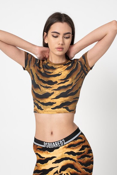 Dsquared2 Tricou crop de casa, din amestec de modal, cu animal print Femei