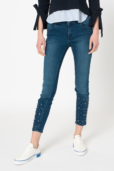 Zabaione Blugi crop skinny cu strasuri Linda Femei