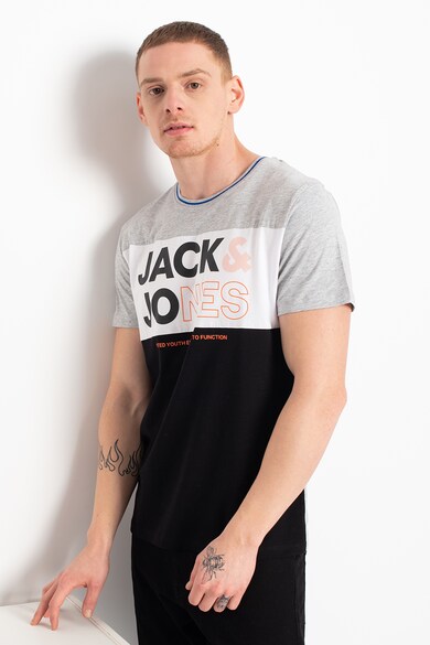 Jack & Jones Tricou cu model colorblock si imprimeu logo Barbati