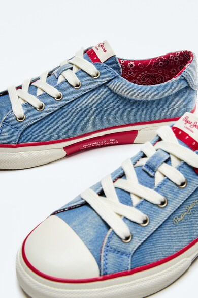 Pepe Jeans London Pantofi sport cu aspect de denim si aplicatie cap-toe de protectie Femei