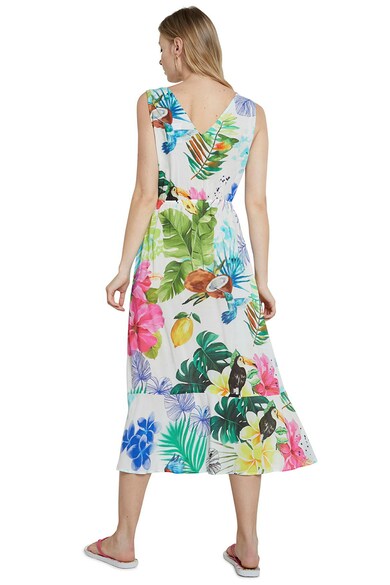 DESIGUAL Rochie petrecuta de plaja, cu model tropical Femei