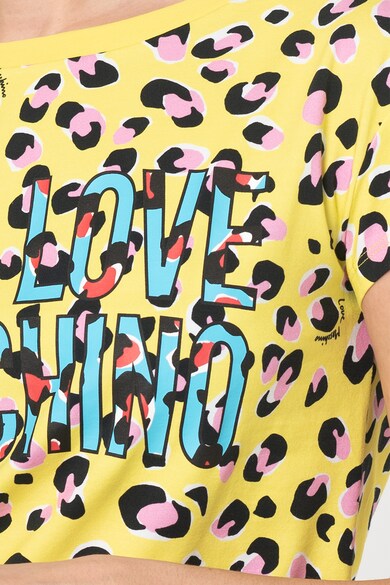 Love Moschino Tricou cu animal print si logo supradimensionat Femei